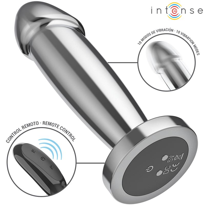 ANAL PLUG 10 VIBRATIONS METAL DILDO WITH REMOTE CONTROL S