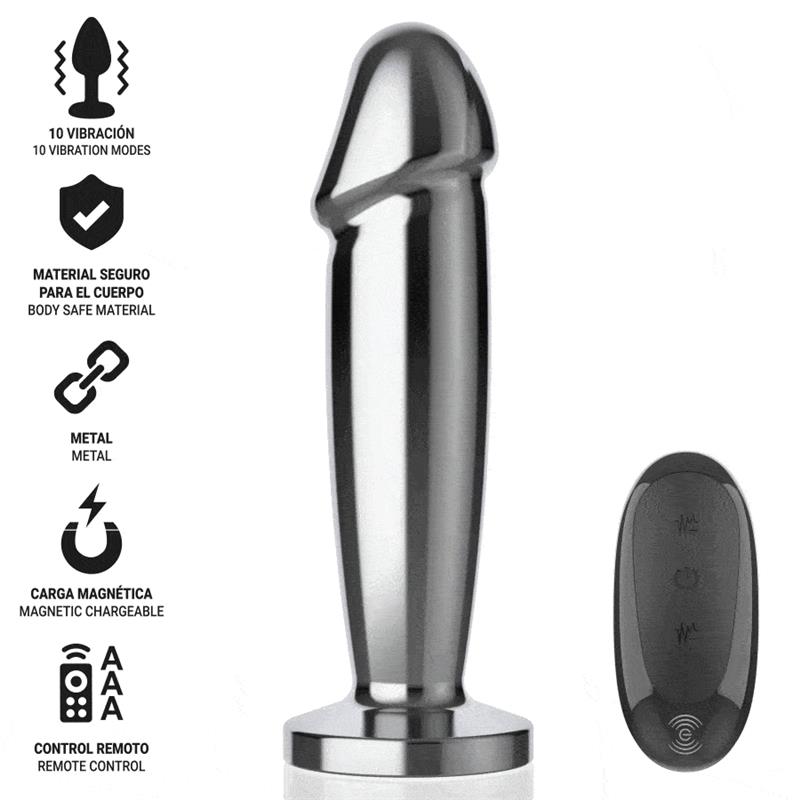 ANAL PLUG 10 VIBRATIONS METAL DILDO WITH REMOTE CONTROL S