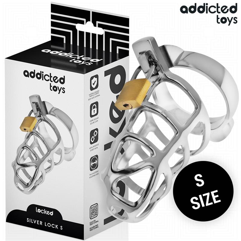 SILVER LOCK METAL PENIS CAGE SIZE S