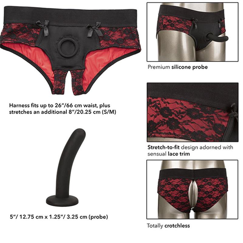 SCANDAL SET OF CROTCHLESS PANTIES WITH DILDO SIZE S/M