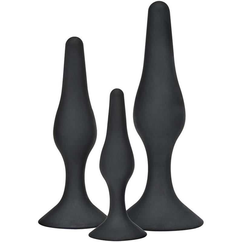 ANAL PLAY CURVY COMPANIONS ANAL PLUG 3 PIECES BLACK