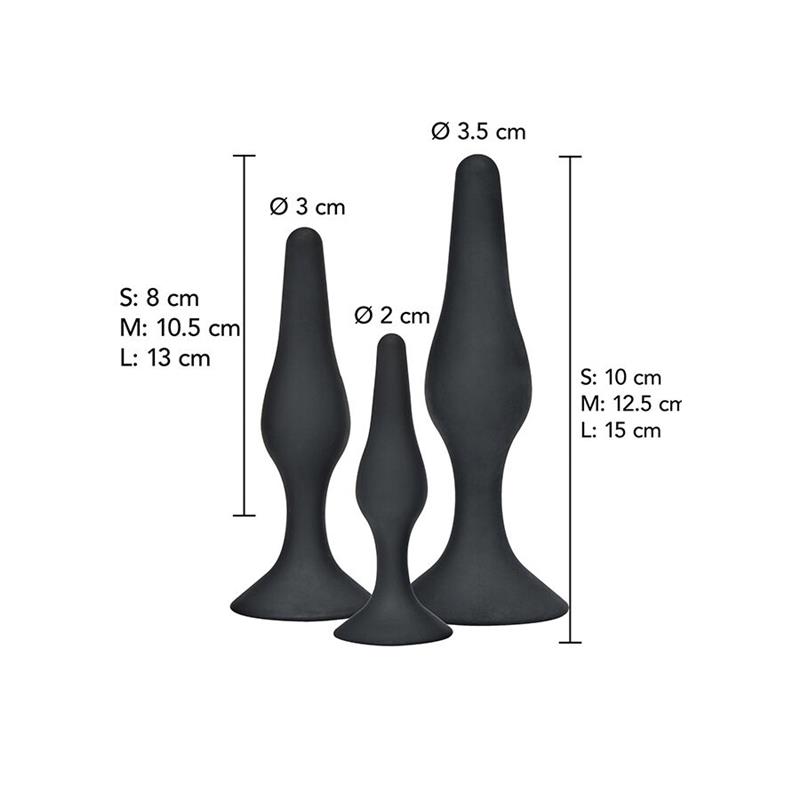 ANAL PLAY CURVY COMPANIONS ANAL PLUG 3 PIECES BLACK