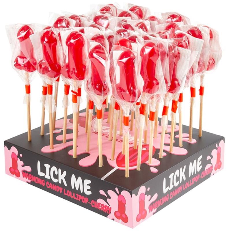 CHERRY CANDY PENIS LOLLIPOP DISPLAY WITH SPICY HEAT EFFECT (40 UNITS)