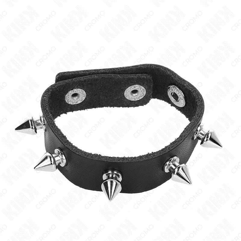 LEATHER PENIS RING WITH SPIKES 21.5 X 1.6 CM