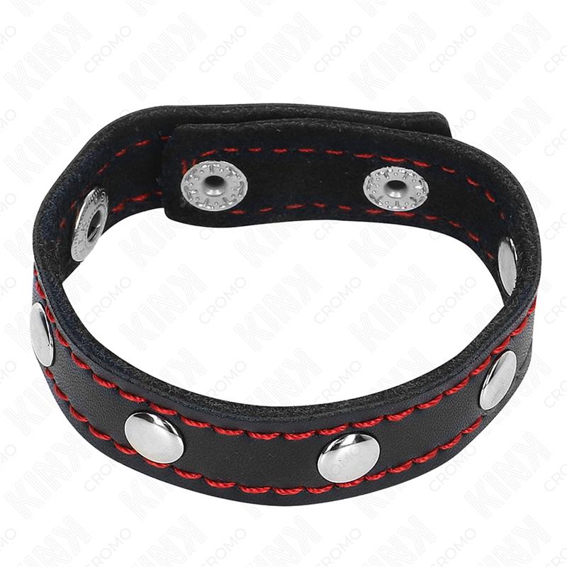 KOŽNI PRSTEN ZA PENIS S ZATVARANJEM POD PULSOM CRVENOM PODLOGOM 21 X 1.5 CM