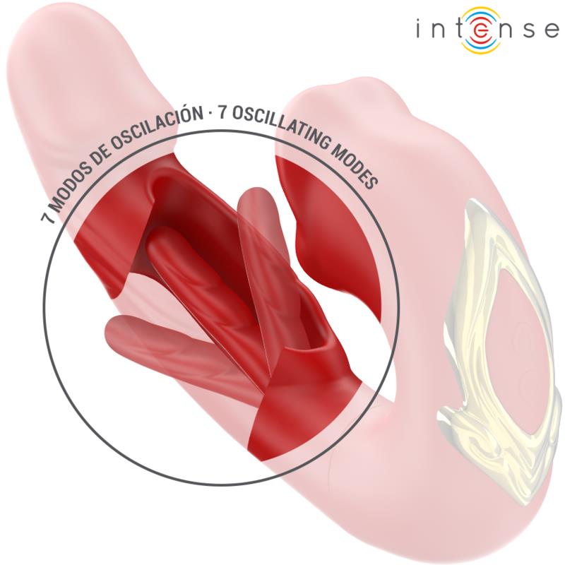 NATHY DVOJNI VIBRATOR Z MULTIFUNKCIONALNO STIMULIRAJOČO USTO RDEČA