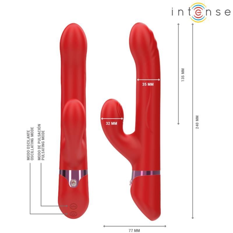 LELE MULTIFUNKCIONALNI VIBRATOR Z VRTENJEM & OSILACIJAMI & STIMULACIJO RDEČA