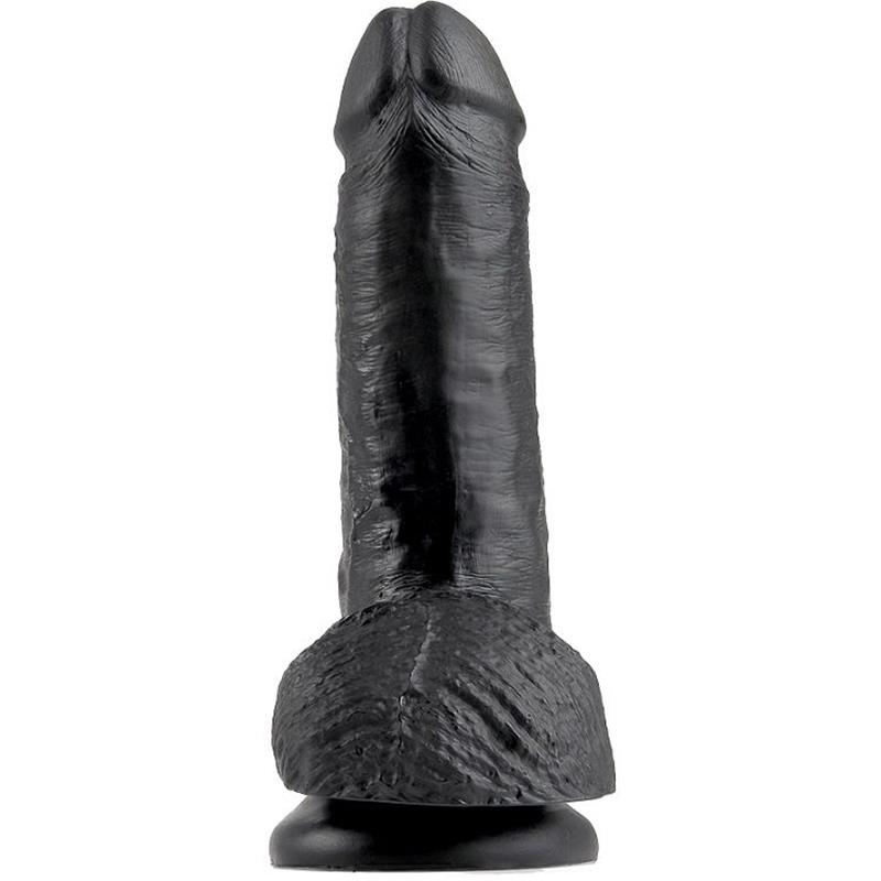 7 DILDO BLACK WITH BALLS 17.8 CM