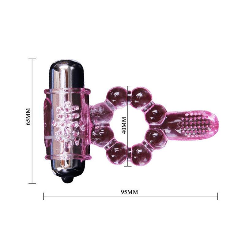 SILICONE RING 10 TONGUE RHYTHMS WITH PINK VIBRATION