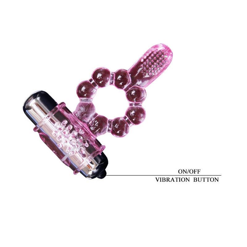 SILICONE RING 10 TONGUE RHYTHMS WITH PINK VIBRATION
