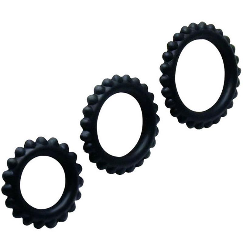 TITAN SET 3PCS COCK RING BLACK 2.8 + 2.4 + 1.9 CM
