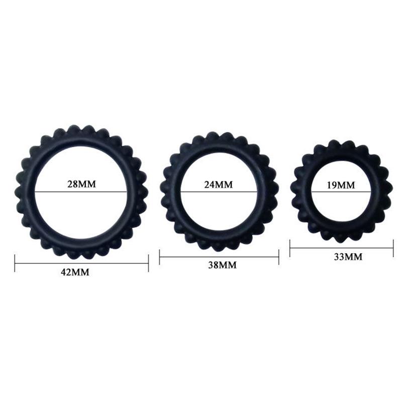 TITAN SET 3PCS COCK RING BLACK 2.8 + 2.4 + 1.9 CM