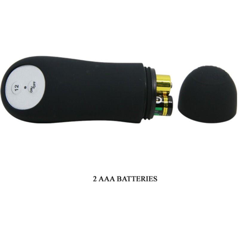 SILIKONSKI ANALNI ČEP U OBLIKU PENISA I 12 VIBRACIJSKIH MODA CRNI