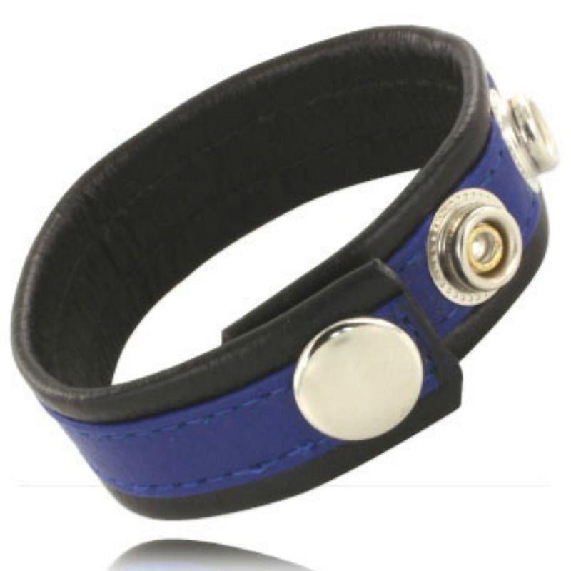 ADJUSTABLE LEATHER STRAP FOR PENIS BLUE-BLACK