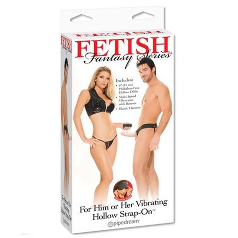 HOLLOW VIBRATOR HARNESS FOR HIM AND HER NATURAL 14CM