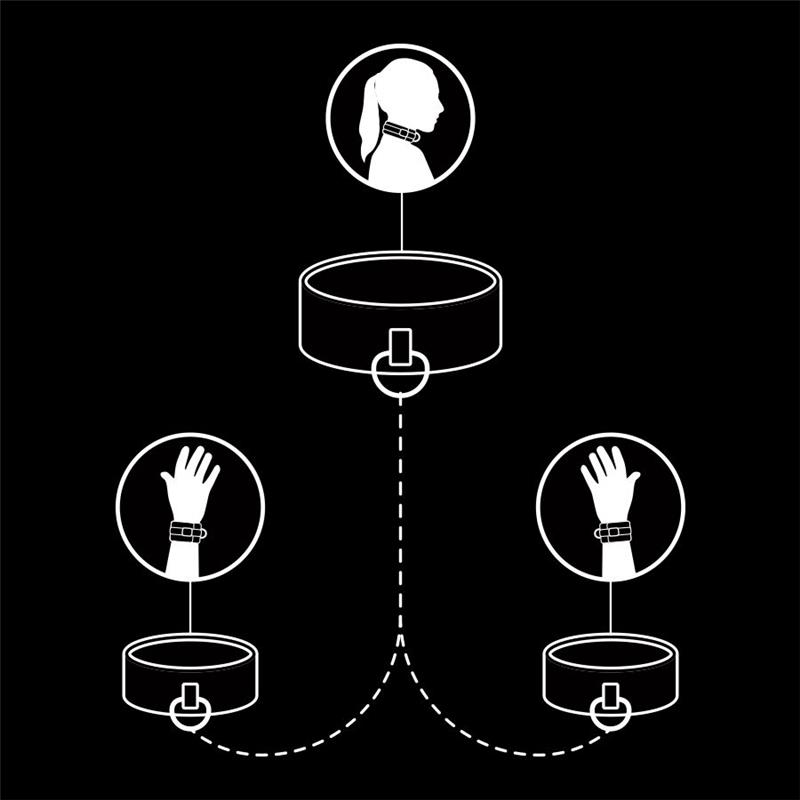 VEGAN LEATHER NECKLACE AND HANDCUFFS WITH NOPRENE LINING