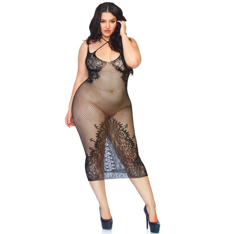 DUAL STRAP HALTER DRESS 1X-2X