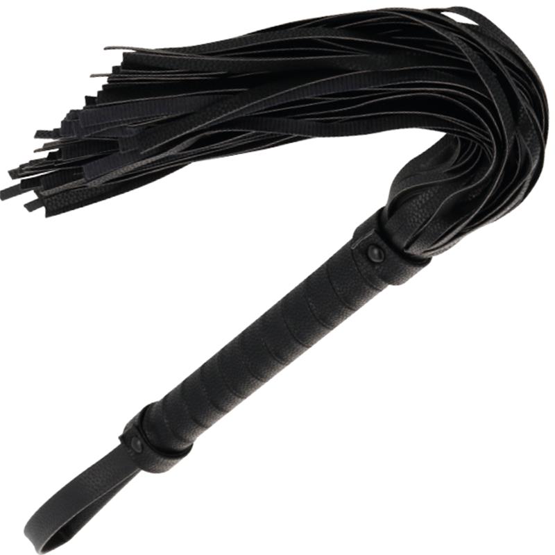 BLACK BONDAGE WHIP 42CM LEATHER