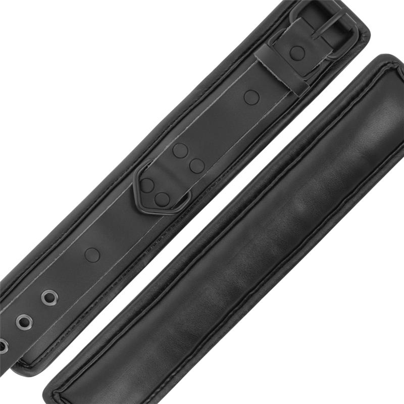 ADJUSTABLE ANKLE HANDCUFFS BLACK LEATHER