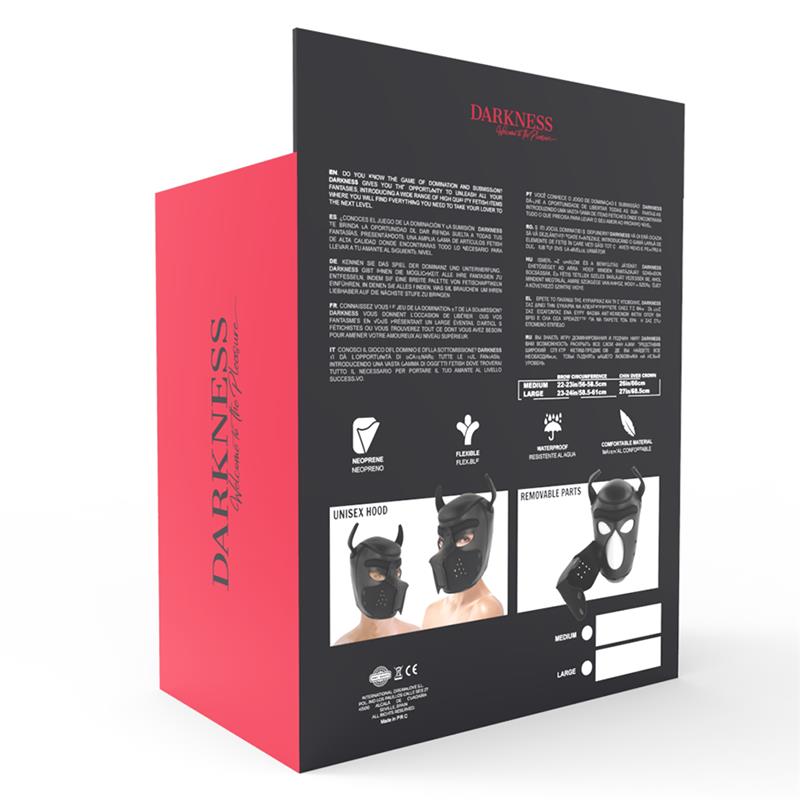 NEOPRENE DOG MASK WITH REMOVABLE MUZZLE L