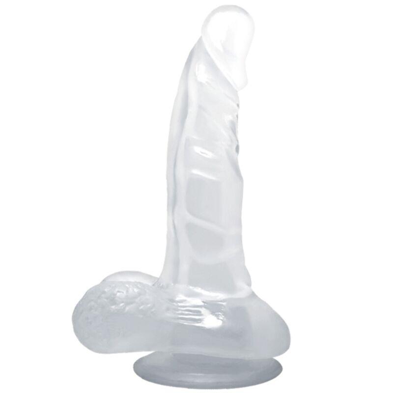 REALISTIC DILDO WITH SUCTION CUP AND TESTICLES 16.7 CM TRANSPARENT