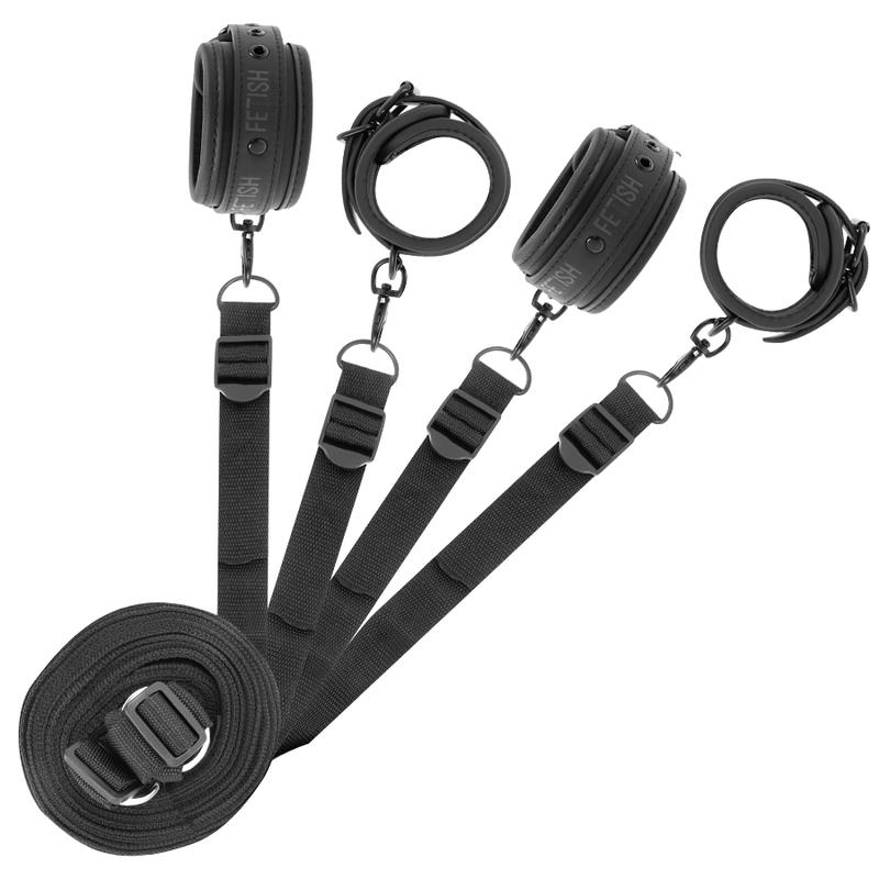 SET OF HANDCUFFS AND TIES WITH NOPRENE LINING