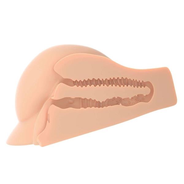 POPOLN DEKOLTE DVOJNI SVETLO KOŽNI MASTURBATOR