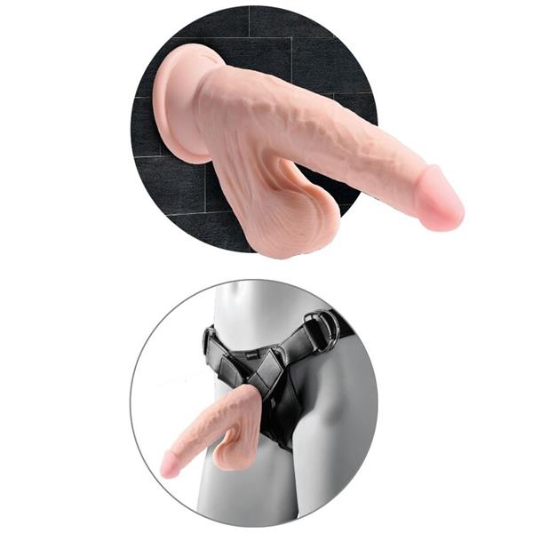 PLUS 3D DILDO S LJULJAJUĆIM JAJIMA 15.2 CM SVJETLA KOŽA