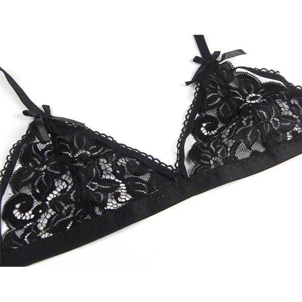 SET THREE PIECES SET BRA + GARTER BELT + THONG S/M