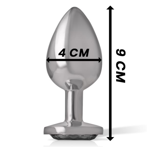 ALUMINUM METAL ANAL PLUG WITH BLACK GLASS SIZE L
