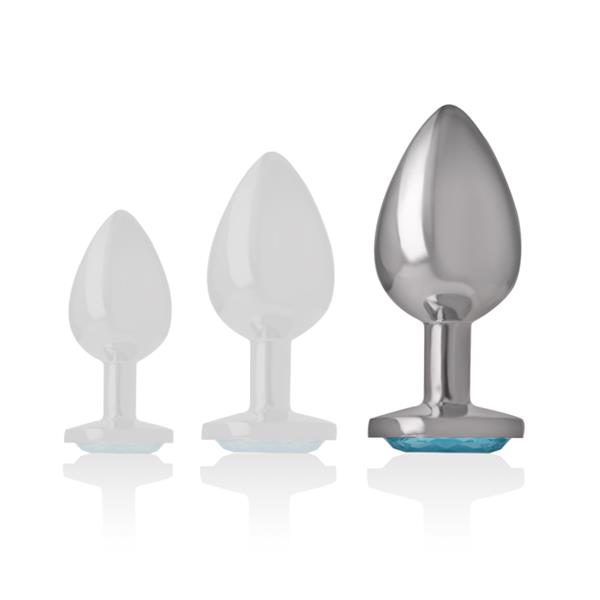 ALUMINIJSKI METALNI ANALNI PLUG S PLAVIM KRISTALOM VELIČINA L