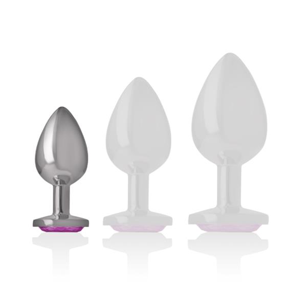 ALUMINUM METAL ANAL PLUG WITH PINK CRYSTAL SIZE S