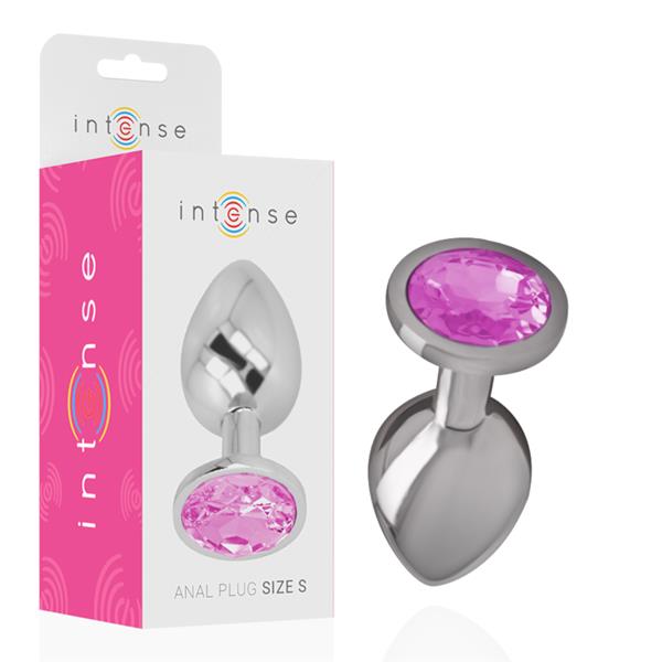 ALUMINUM METAL ANAL PLUG WITH PINK CRYSTAL SIZE S
