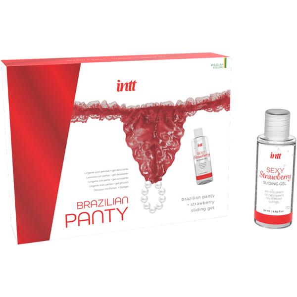 BRAZILIAN RED PANTY WITH PEARLS AND LUBRICATING GEL 50 ML