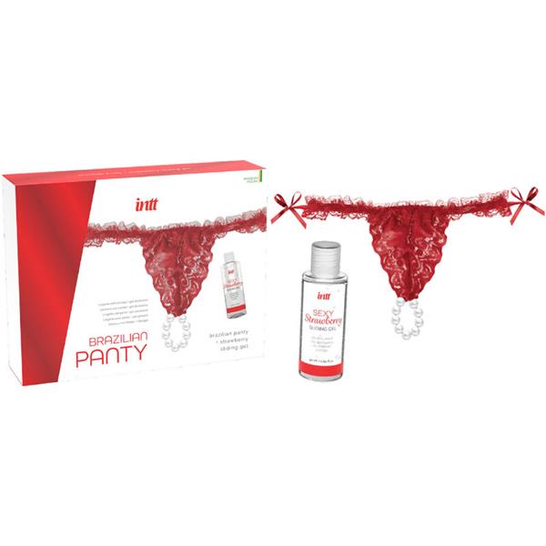 BRAZILIAN RED PANTY WITH PEARLS AND LUBRICATING GEL 50 ML