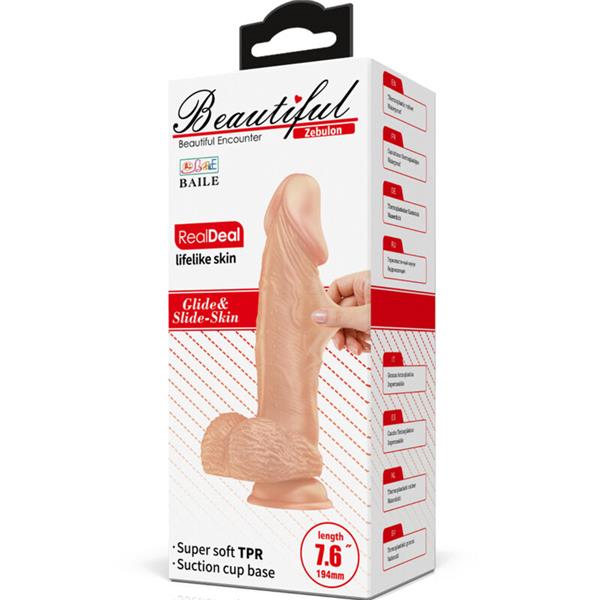 BEAUTIFUL ENCOUNTER ZEBULON FLEKSIBILNI REALISTIČNI DILDO 19.4 CM PRIRODNI