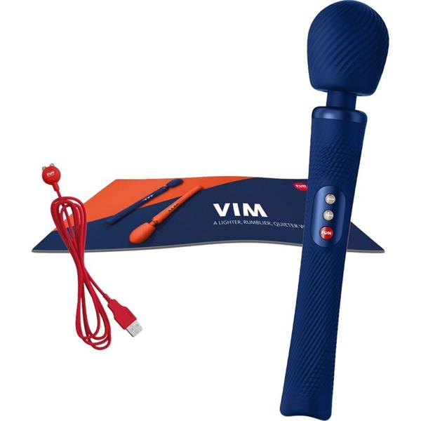 VIM SILICONE RECHARGEABLE VIBRATING WEIGHTED RUMBLE WAND MIDNIGHT BLUE