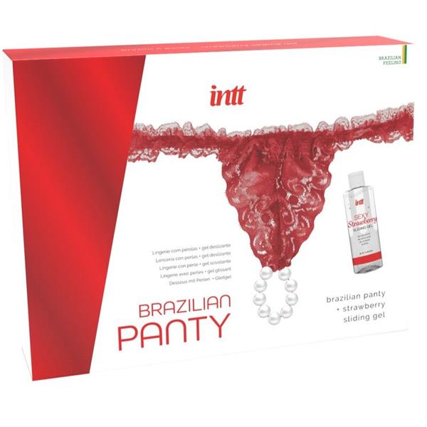BRAZILIAN RED PANTY WITH PEARLS AND LUBRICATING GEL 50 ML
