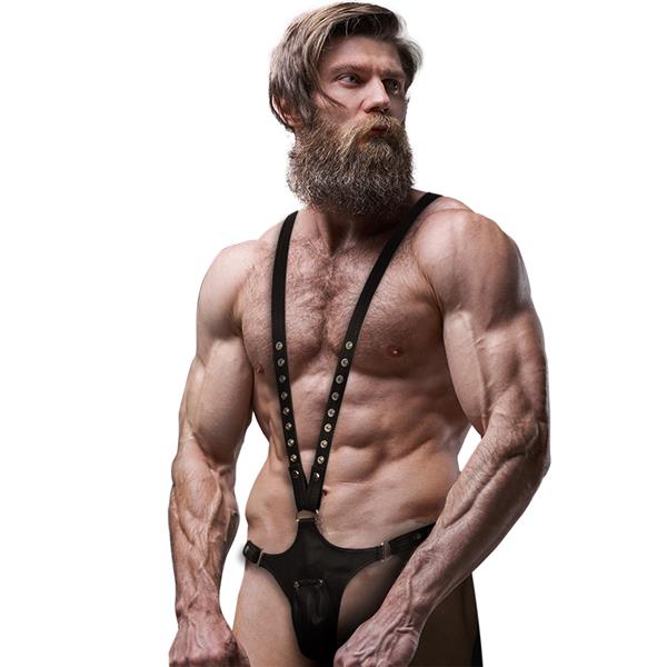 MENS V-SHAPED ECO-LEATHER HARNESS