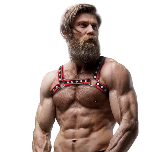 MUŠKA ECO-LEATHER PRSNA BULLDOG OGRLICA CRNA/CRVENA