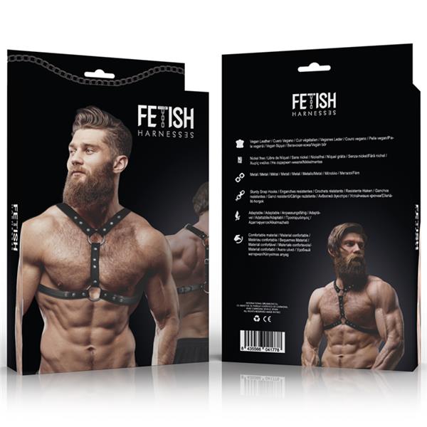 ECO-LEATHER CHEST HARNESS S DVOJIM PODUPIRANJEM I STUDOVIMA ZA MUŠKARCE