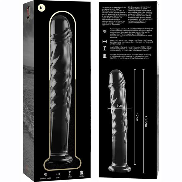 MODEL 16 DILDO OD BOROSILIKATNOG STAKLA PROZIRNO 18.5 CM -O- 3 CM
