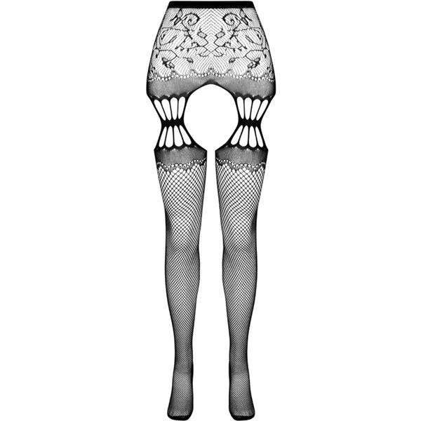 S027 BLACK TIGHTS WITH GARTER ONE SIZE