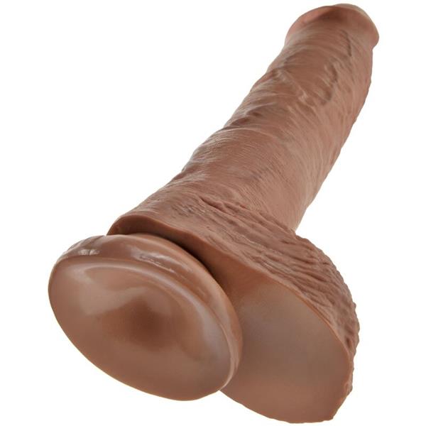 REALISTIČNI PENIS S JAJCIMA 19.8 CM KARAMELA