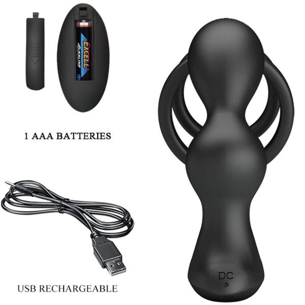 MARSHALL PENIS RING WITH VIBRATORY ANAL PLUG WITH REMOTE CONTROL