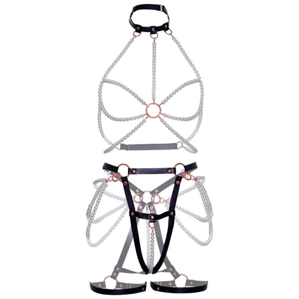 HARNESS BRA & PEARL GARTER S