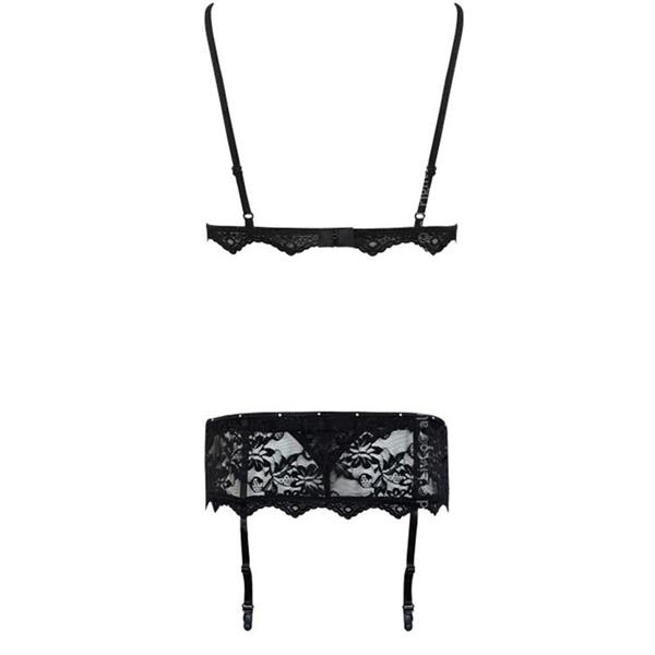 BELITA LC 90231 BRA + PANTY + GARTER BELT BLACK S/M