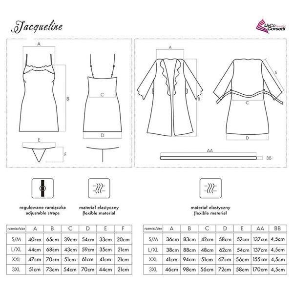 JACQUELINE LC 90249 DRESSING GOWN + SHIRT + PANTY BLACK S/M
