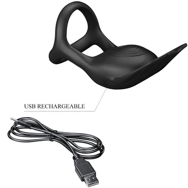 SILAS VIBRANT PENIS RING 7 VIBRACIJA CRNI SILIKON