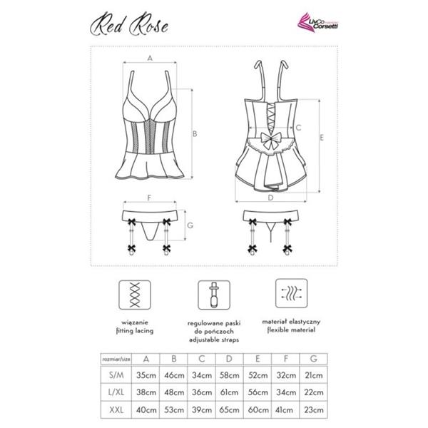 CRVENA RUŽA LC 90130 KORSET + TANGICE CRVENE